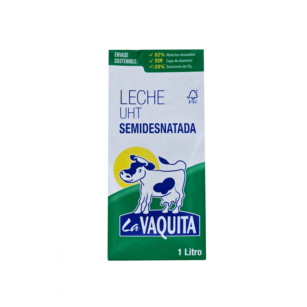 Leche Semidesnatada UHT La VAQUITA (1 L)